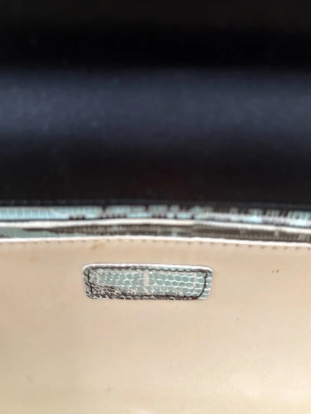 Auth. TARDINI Italy Genuine Karung Lizard & Satin Baguette Evening Bag - Picture 7 of 7